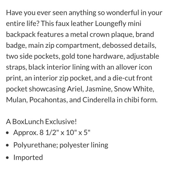 LOUNGEFLY DISNEY PRINCESS Chibi MINI BACKPACK, WALLET & CARDHOLDER! Cute Big Eye - Picture 6 of 14